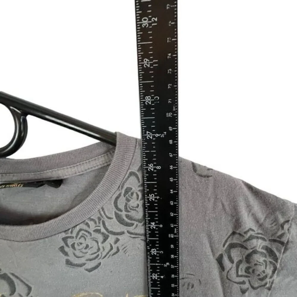 CHRISTIAN AUDIGIER MENS T SHIRT GRAY WITH GOLD DESIGN SIZE M
